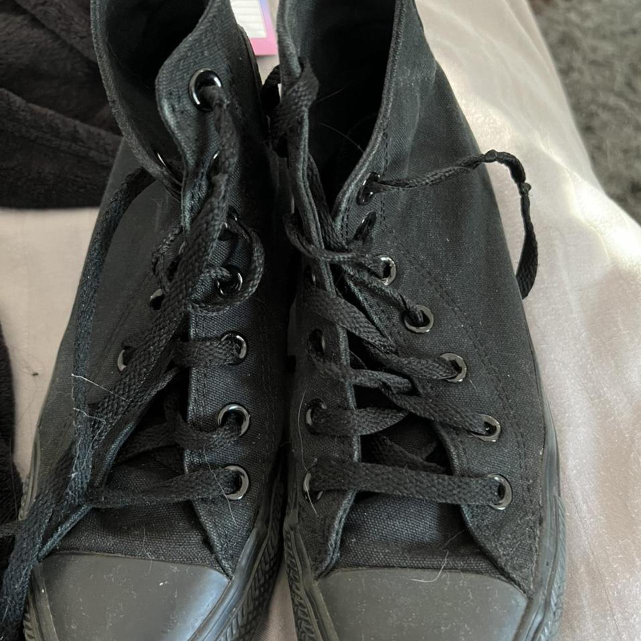All black converse size 4 hightop open to... - Depop