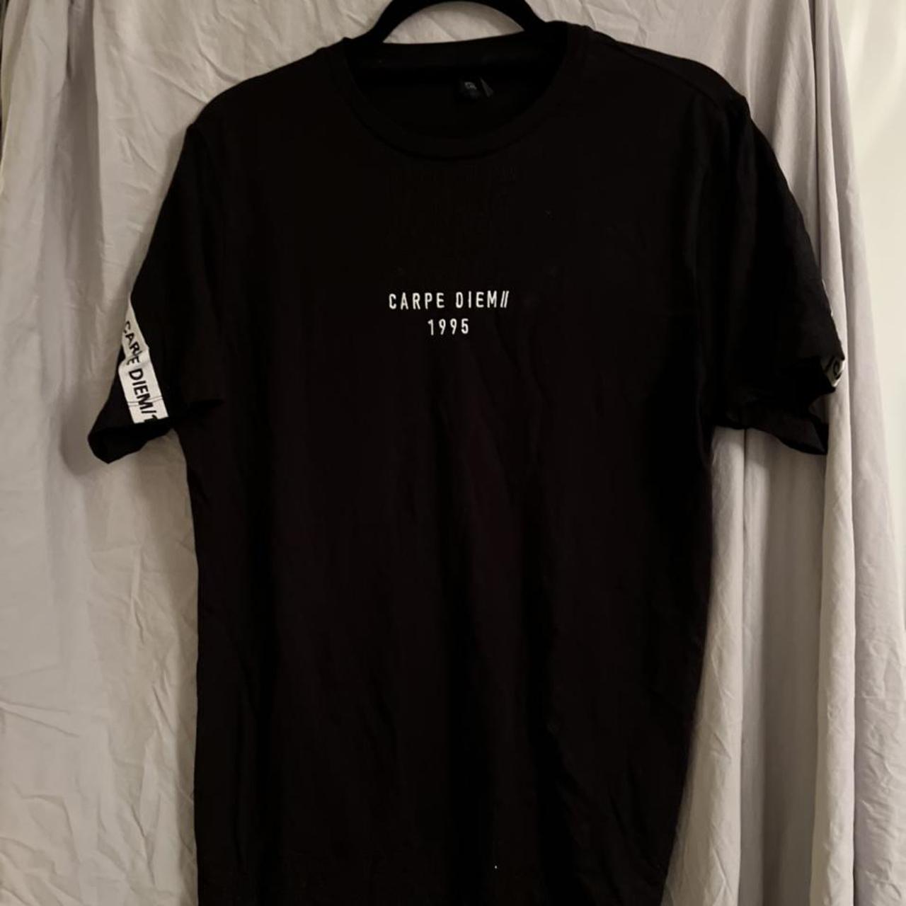 River Island Men's Black and White Tshirt Depop