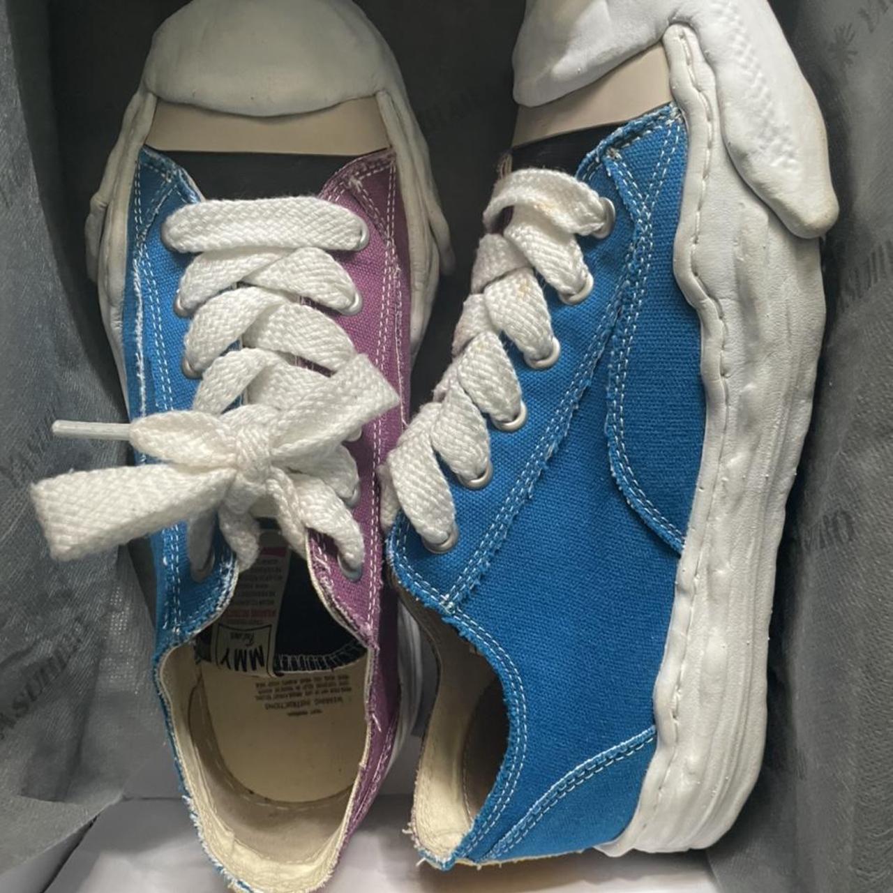 Maison Mihara Yasuhiro Men's Blue and Purple Trainers | Depop