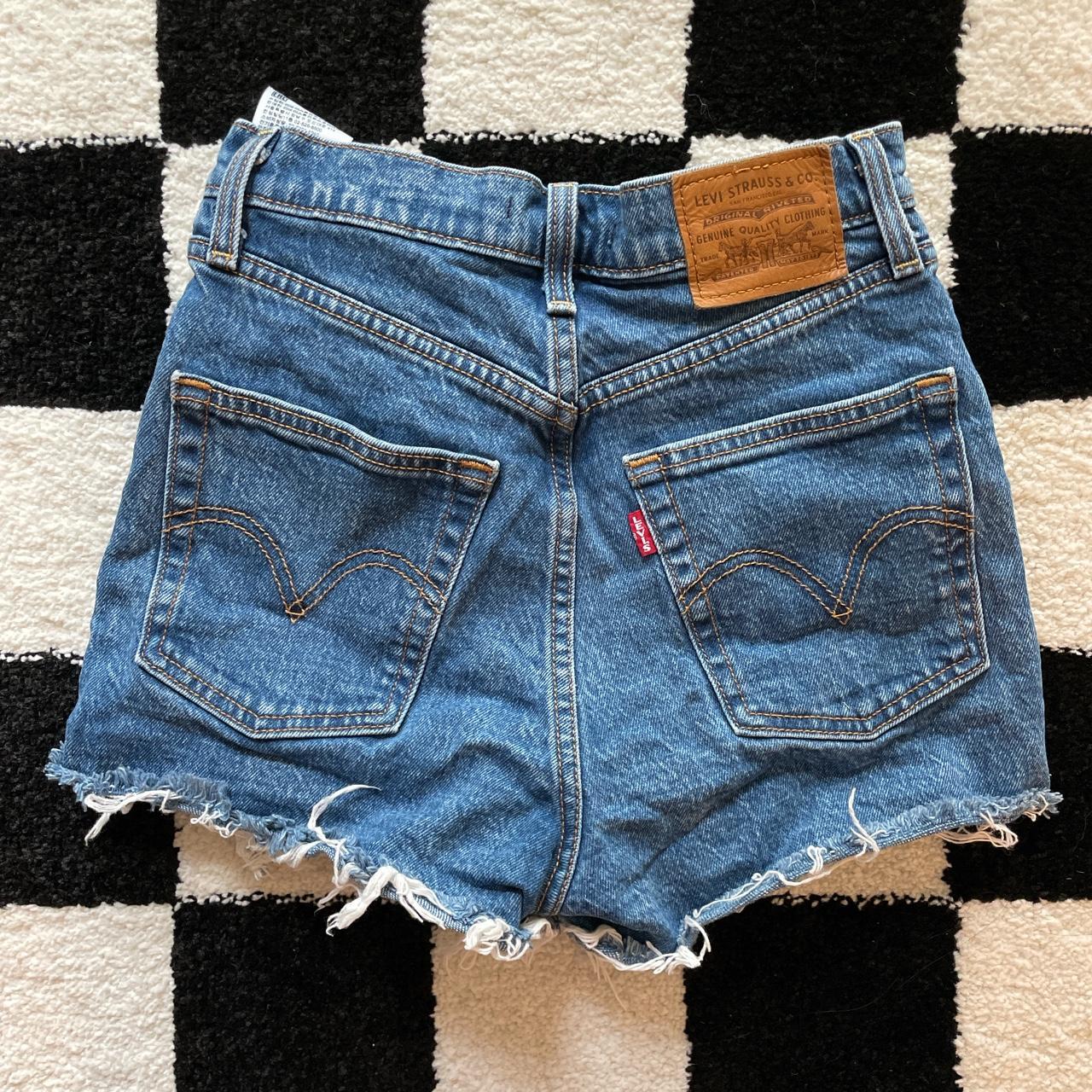 levi’s ribcage high waisted shorts size 24, fits... - Depop