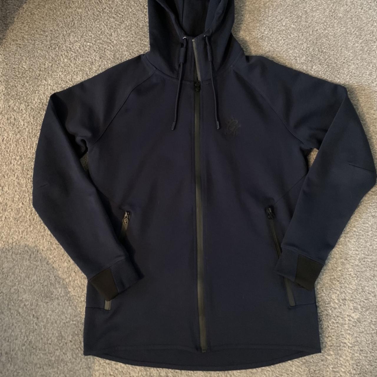 Gym King Men's Navy and Black Jacket | Depop