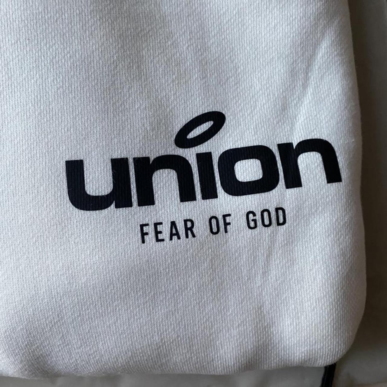 fear of god essentials union hoodie white... - Depop