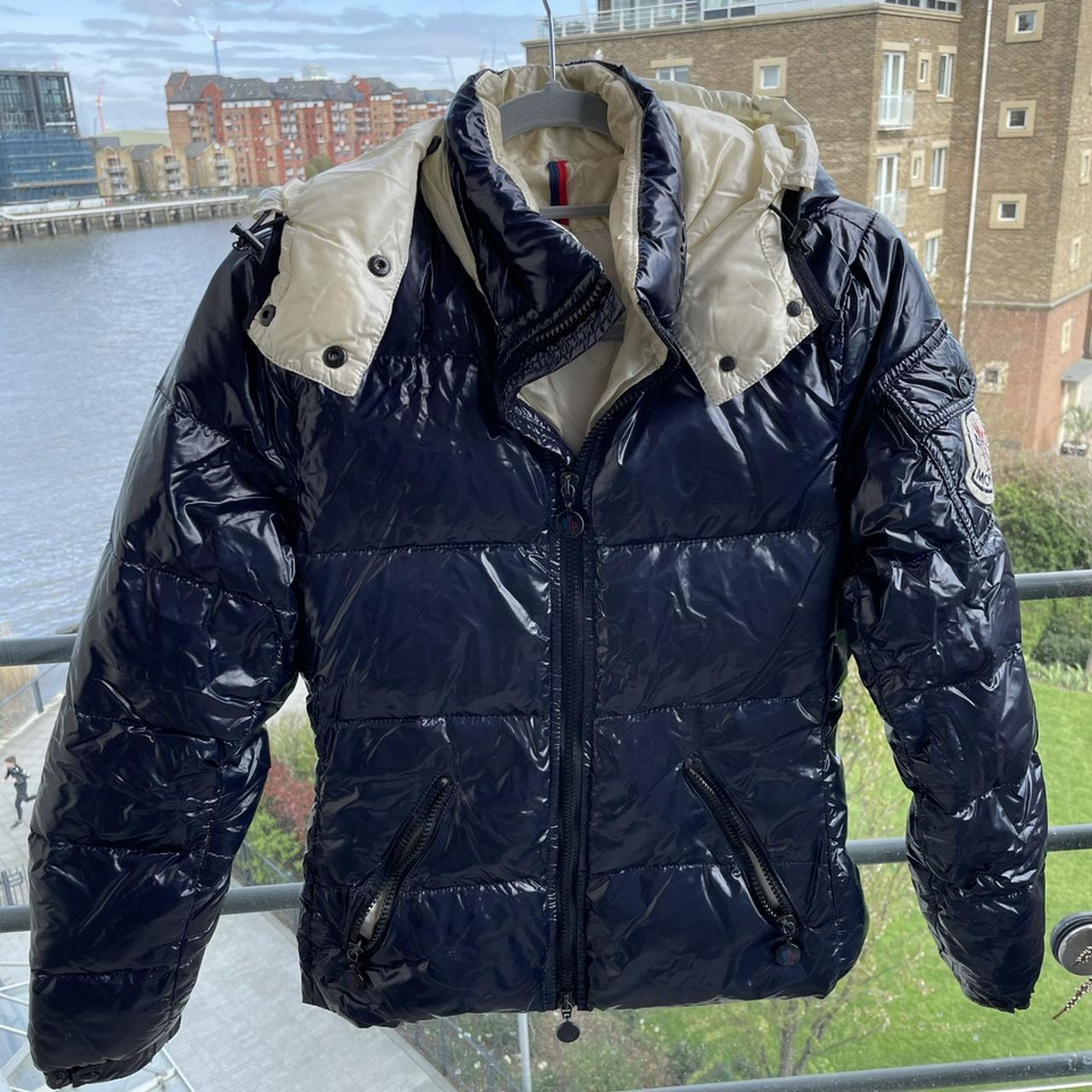 Purple/Blue Moncler puffer jacket size 00 and has a... - Depop