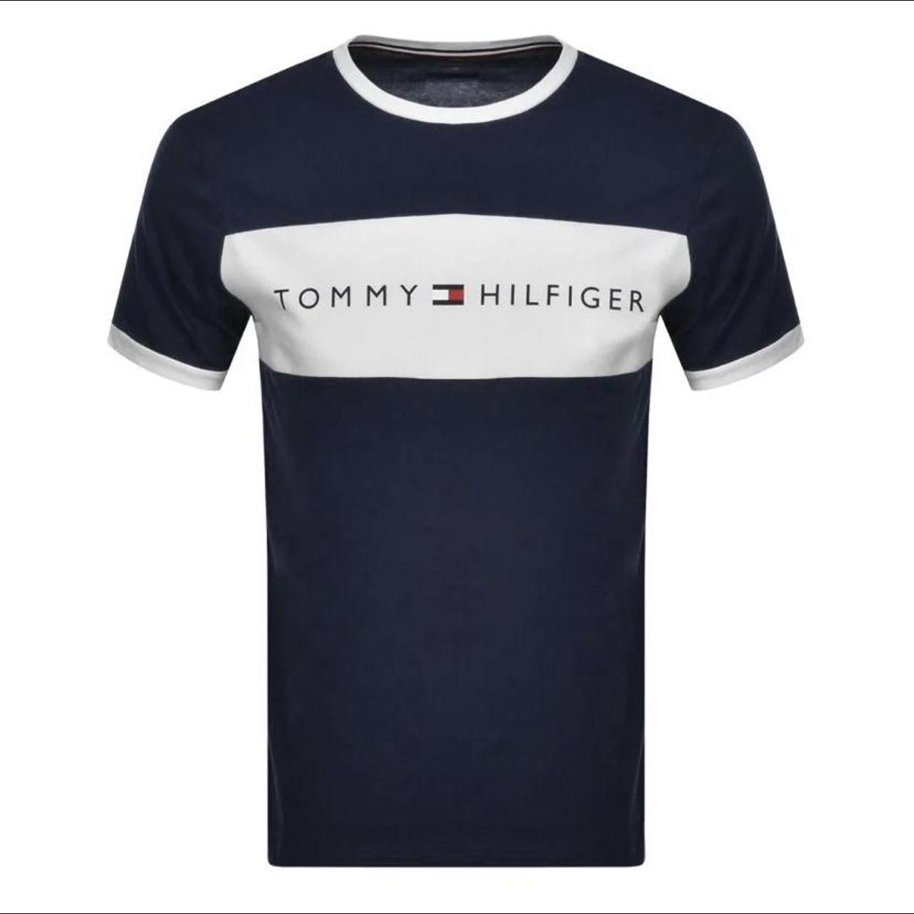 Tommy Hilfiger Lounge Logo Flag T Shirt Navy. Size Depop