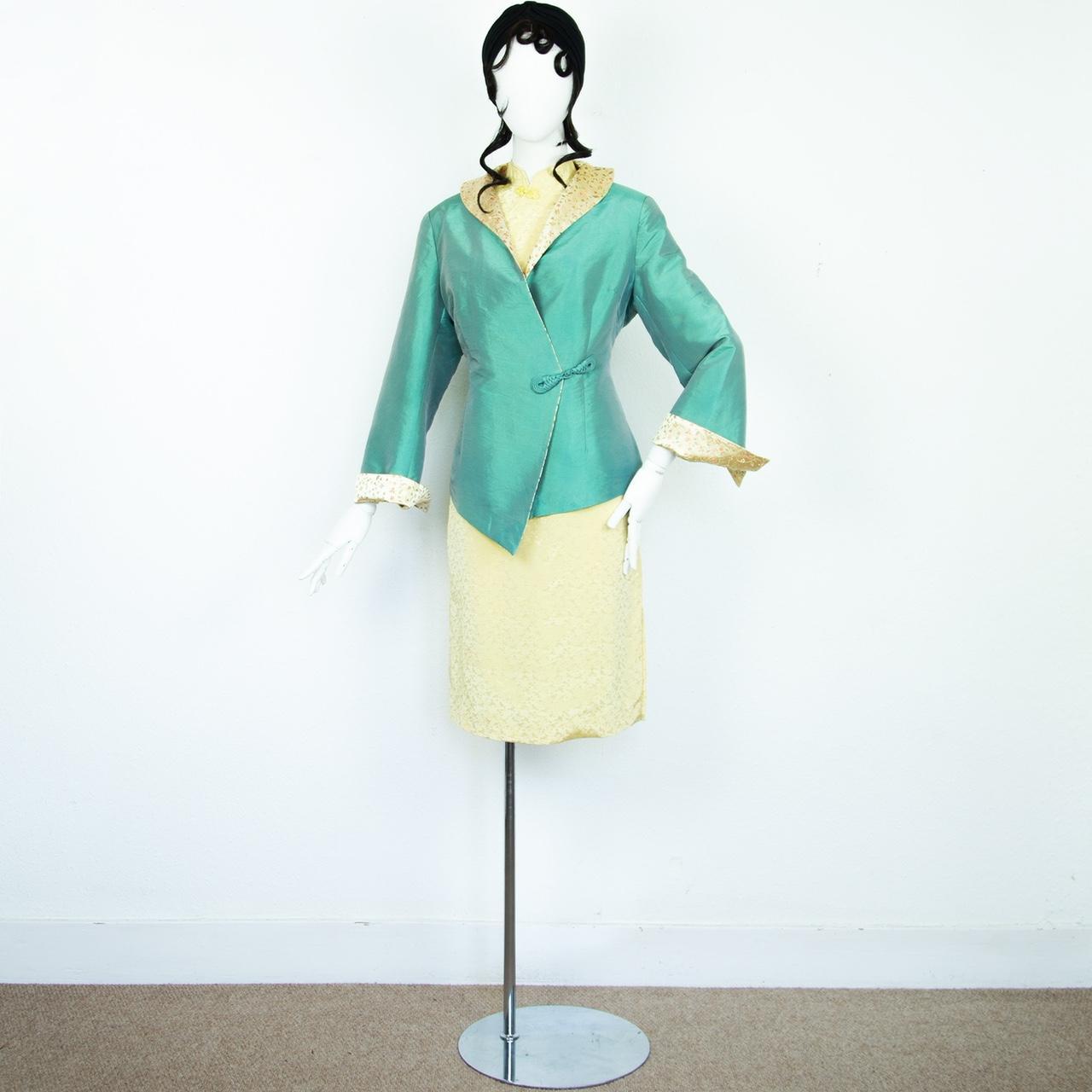 Women's Green and Gold Jacket Depop