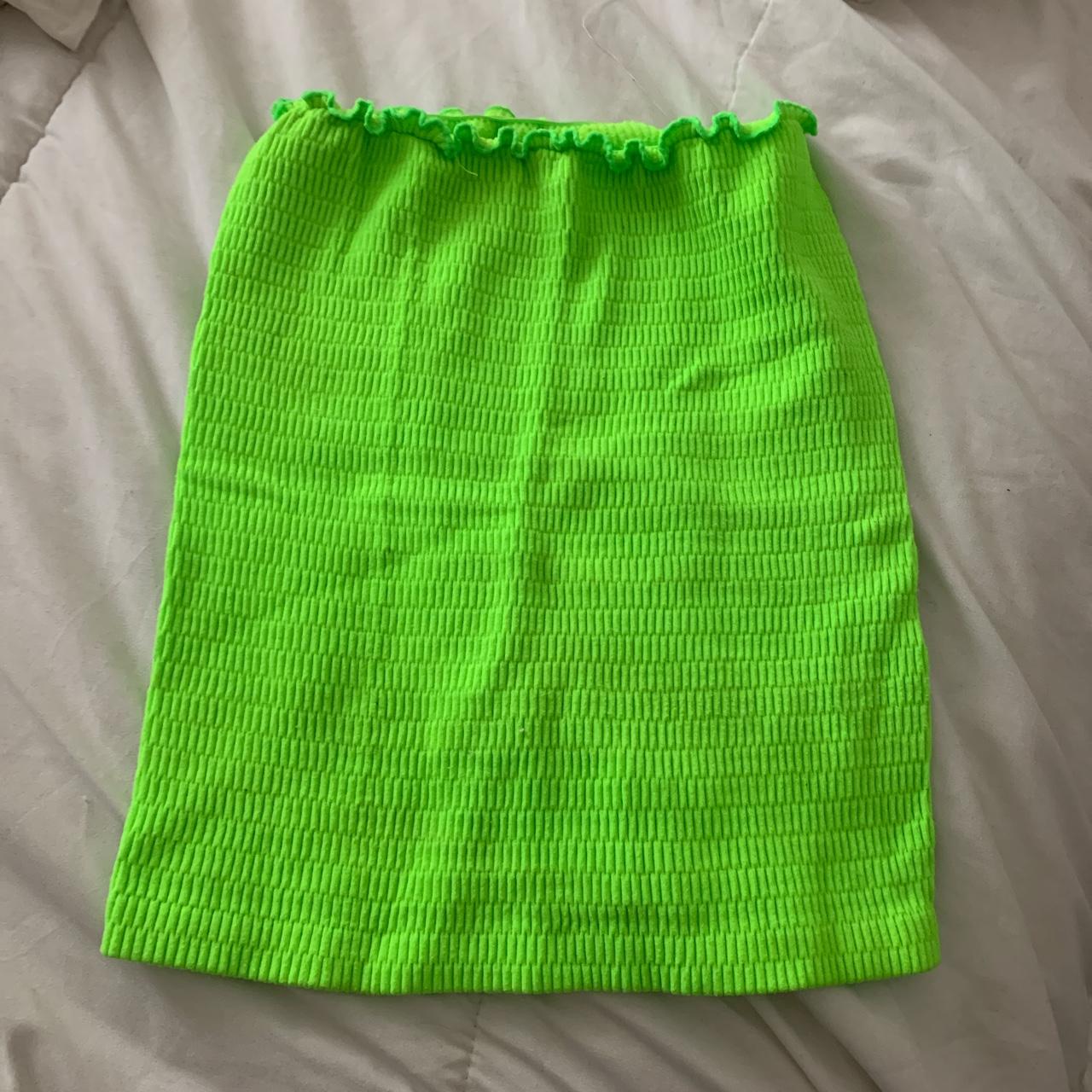 Neon green tube top- long but could be folded under... - Depop