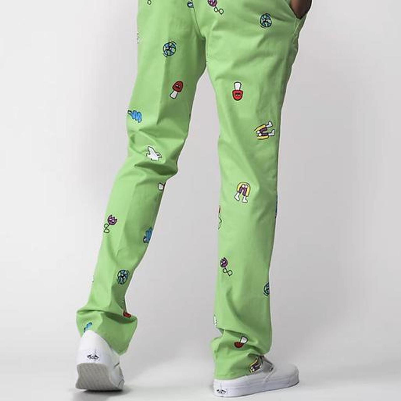 Zumiez Men's Green and Pink Trousers Depop