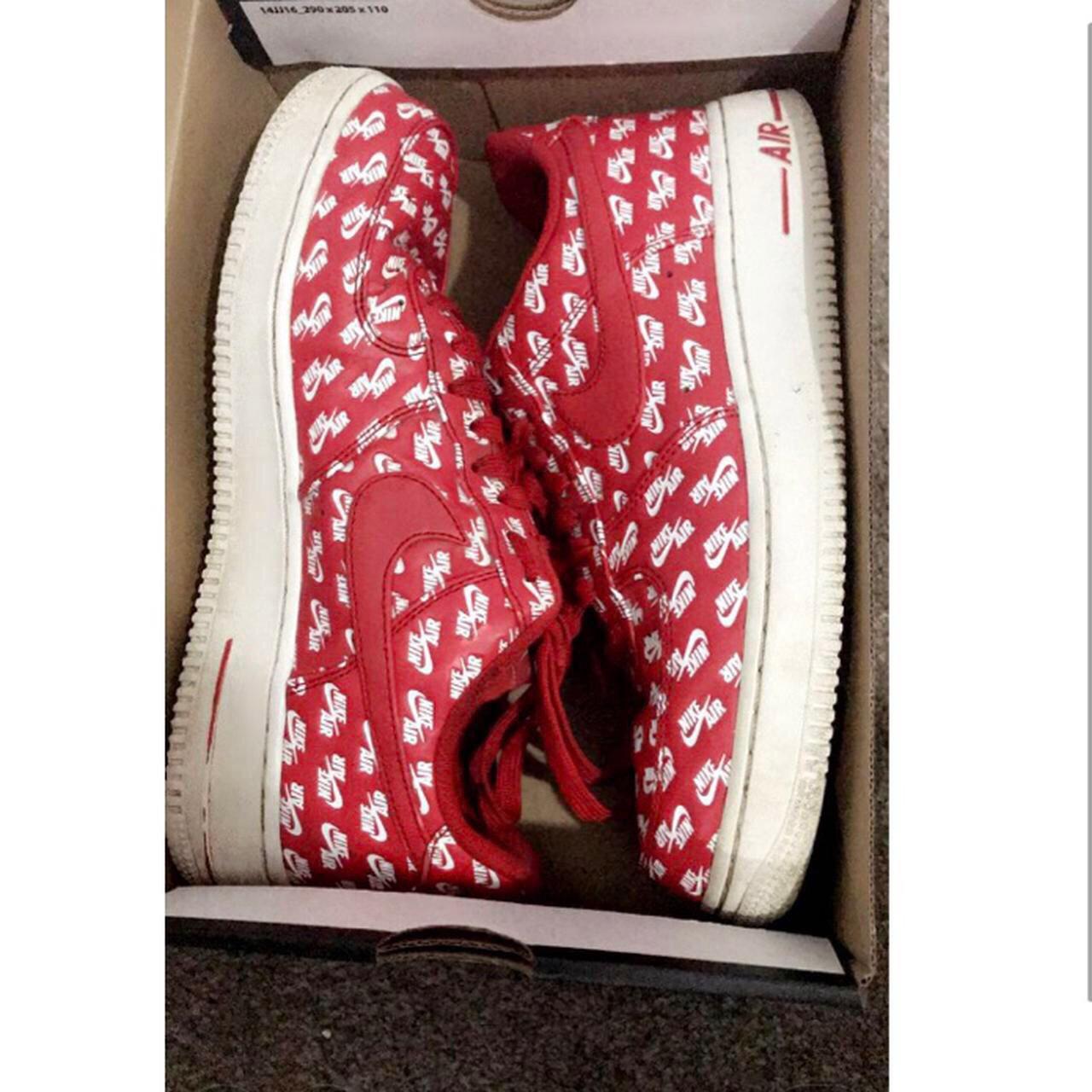 nike air force 1 low all over logo red