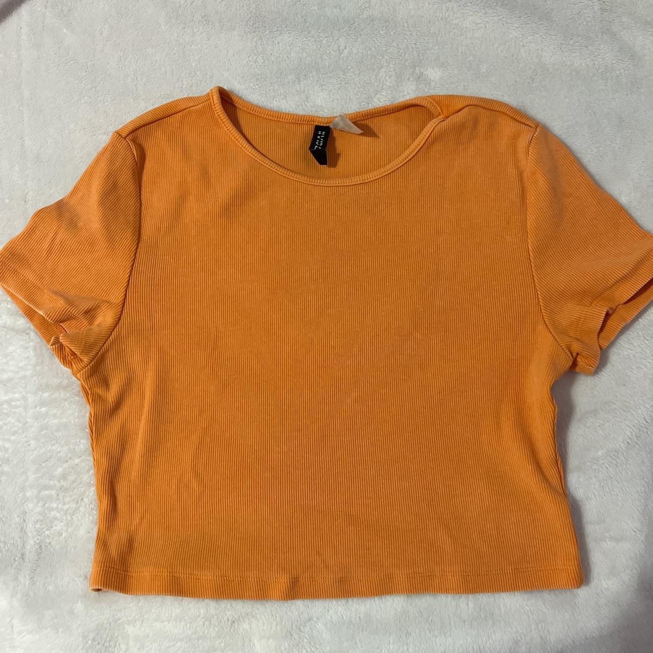 h&m bright orange crop top • worn a few times but no... - Depop