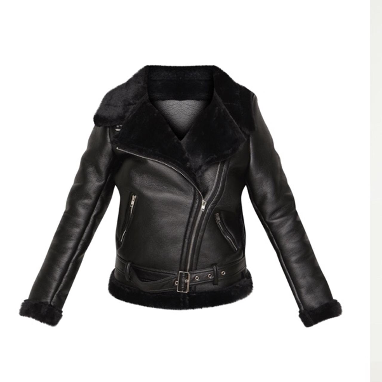 Black oversized aviator jacket size 14 Open to deals. - Depop