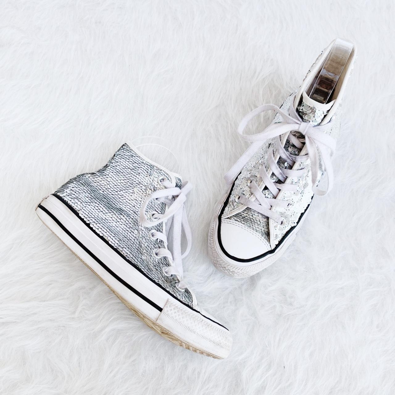 Converse shoes on sale silver glitter