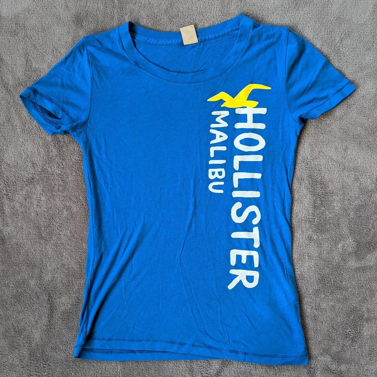 Authentic Hollister y2k Malibu Blue Round neck t... Depop