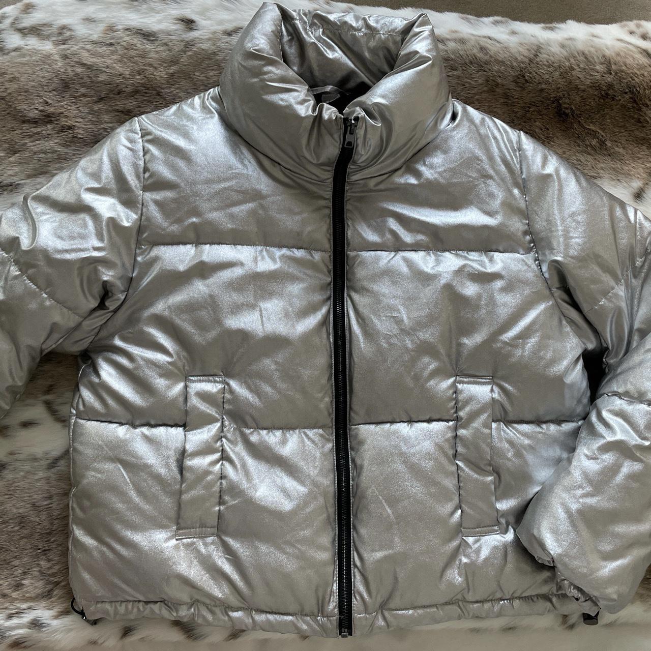 h&m silver puffer jacket