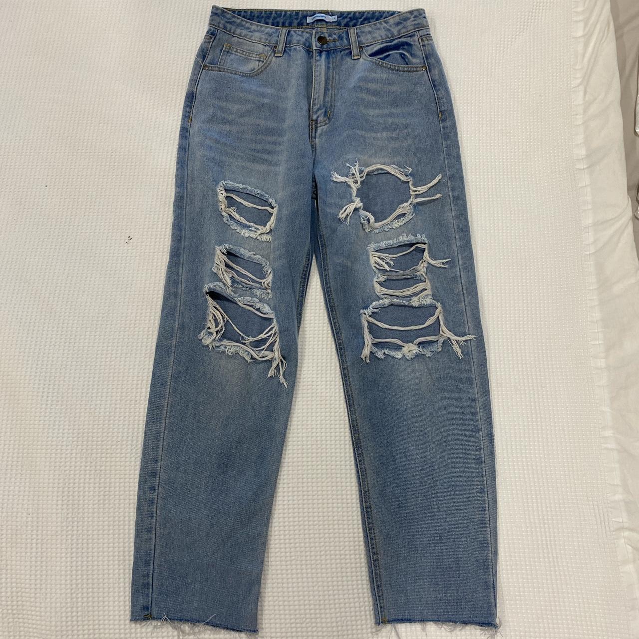 Valley girl wide leg ripped jeans Size au 8 (fits... - Depop