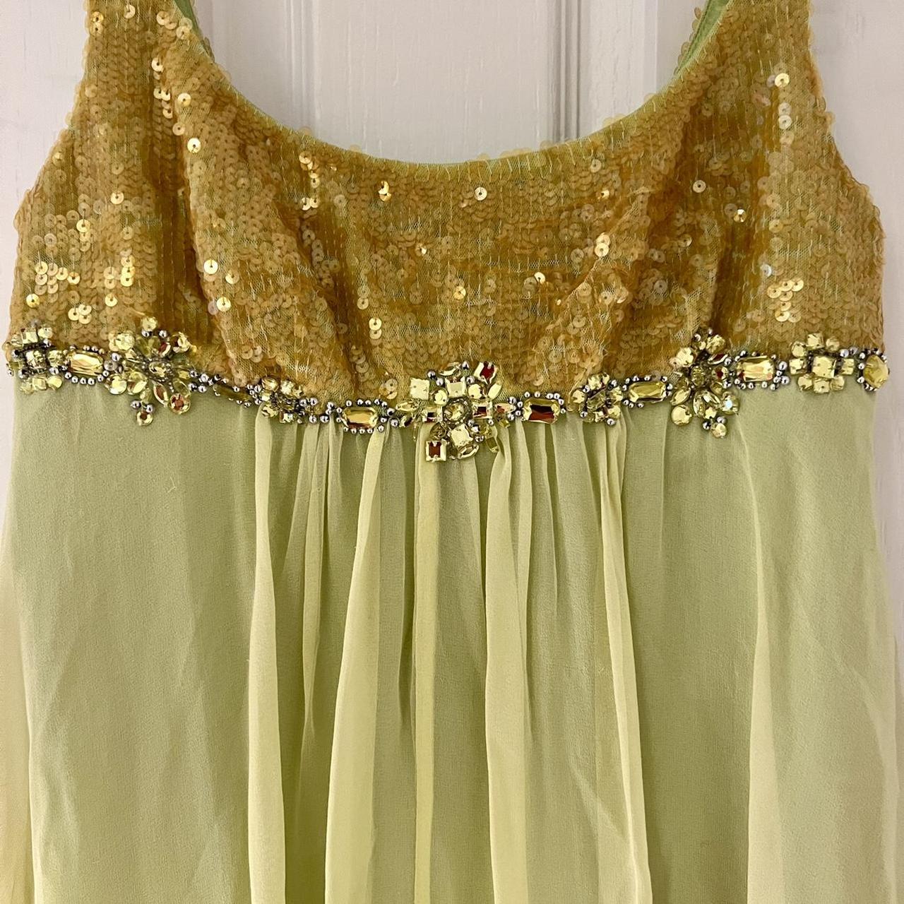 Lime Green Babydoll Y2K Mikael Aghal Silk Dress in... Depop