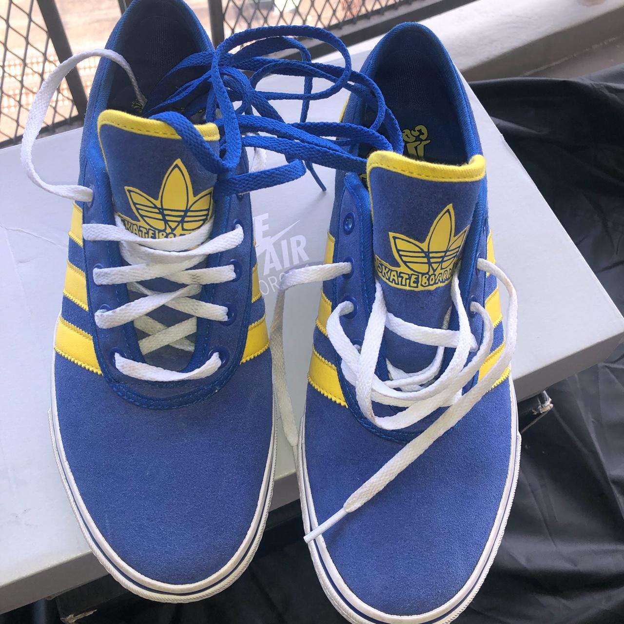 🟦🟨Blue Yellow and White #adidas aid Ease-Gonzales... - Depop