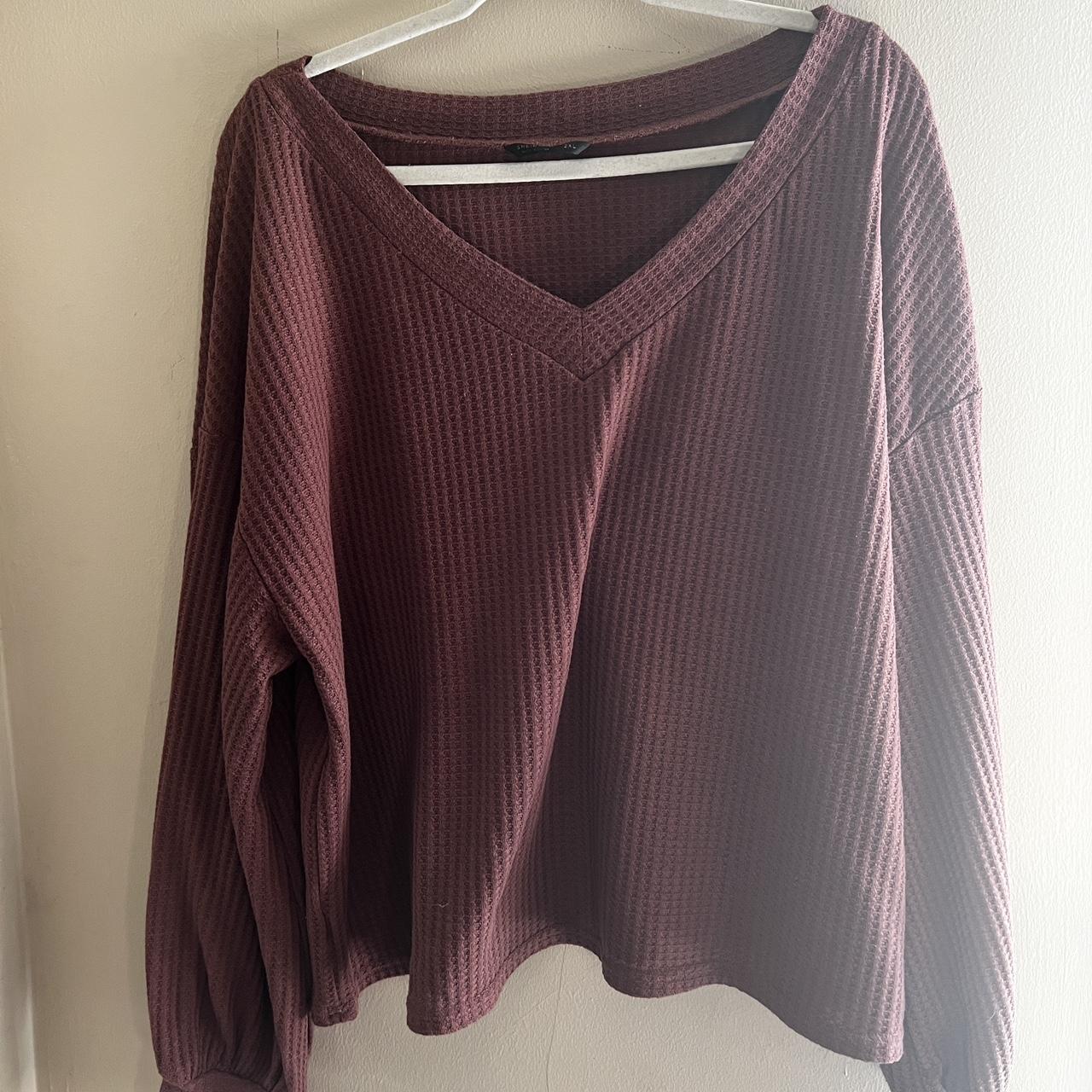 Long Sleeve Waffle Knit Blouse It is from Shein, and... - Depop