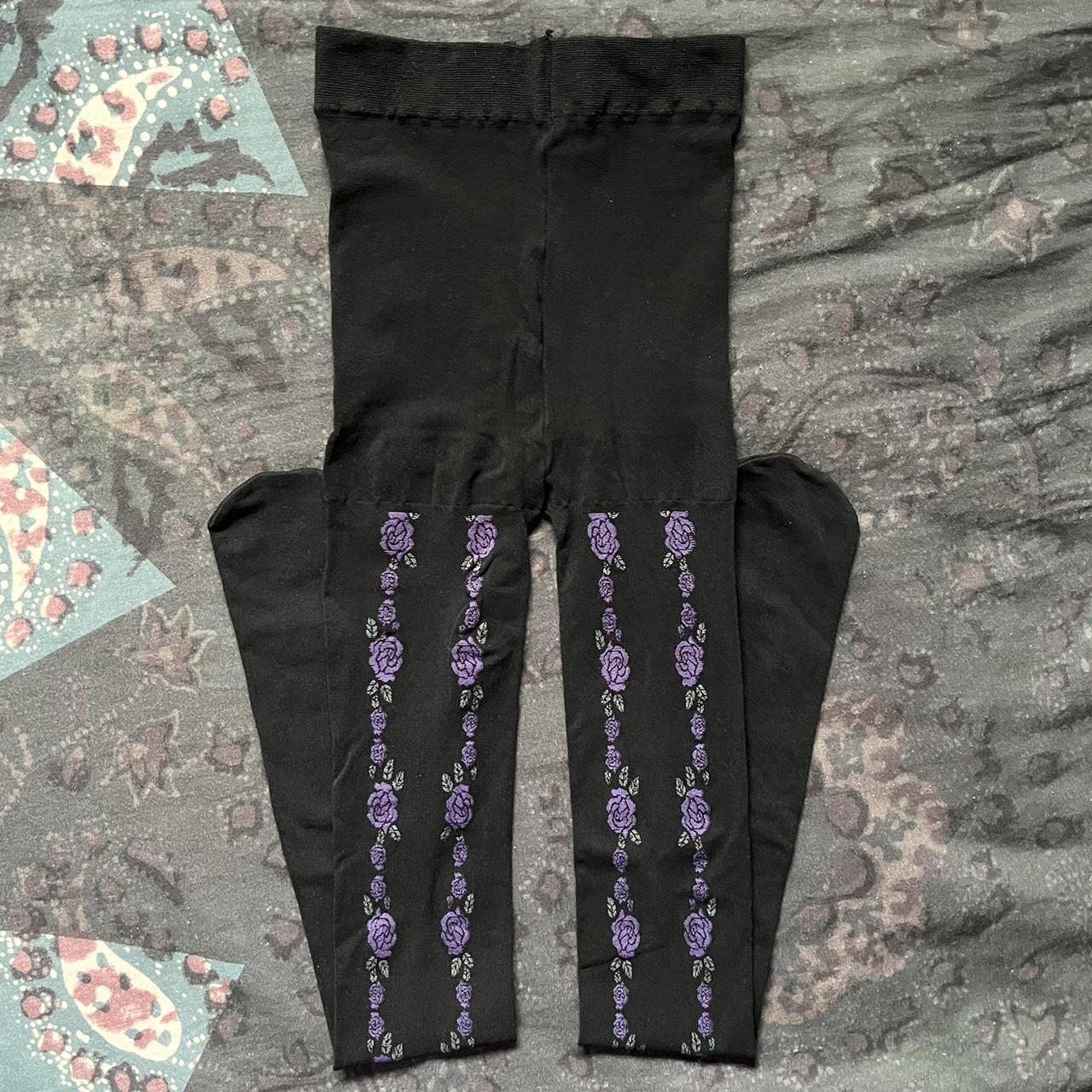 Anna Sui Women's Purple and Black Hosiery-tights