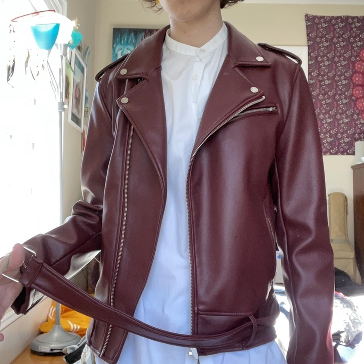 Leather Garments Zara Red Biker Jacket Burgundy Leather Jacket