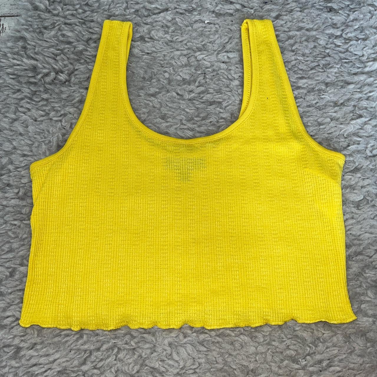 Bright yellow Topshop crop top UK8 but would fit... - Depop