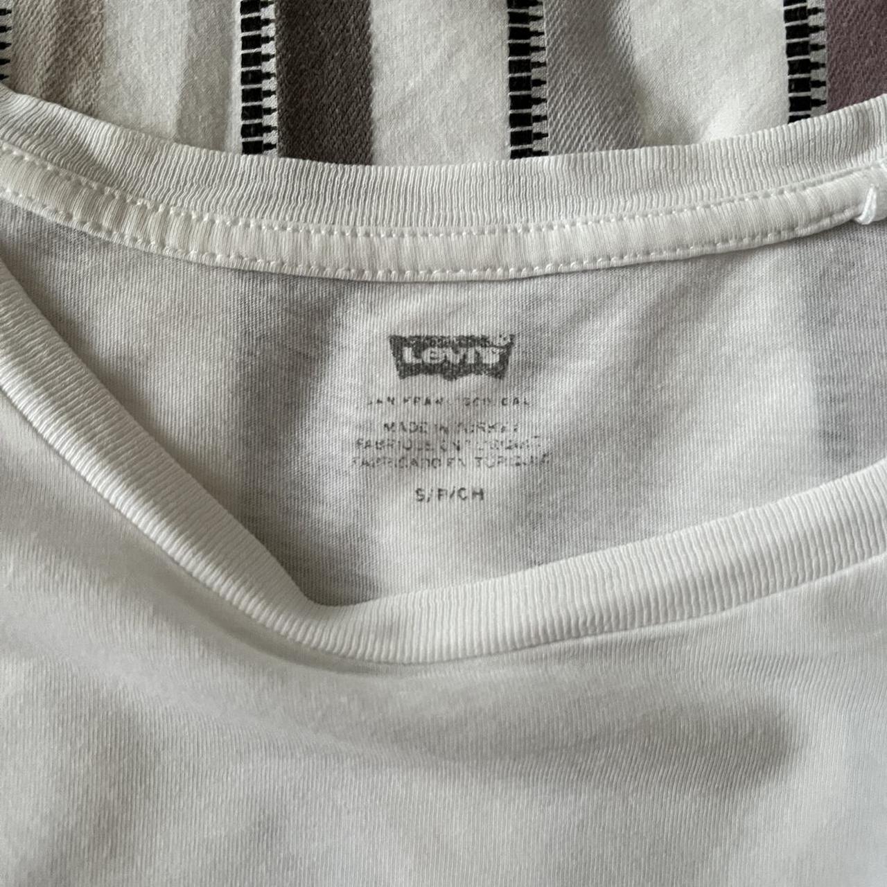 iconic white levi’s logo t-shirt women’s size... - Depop