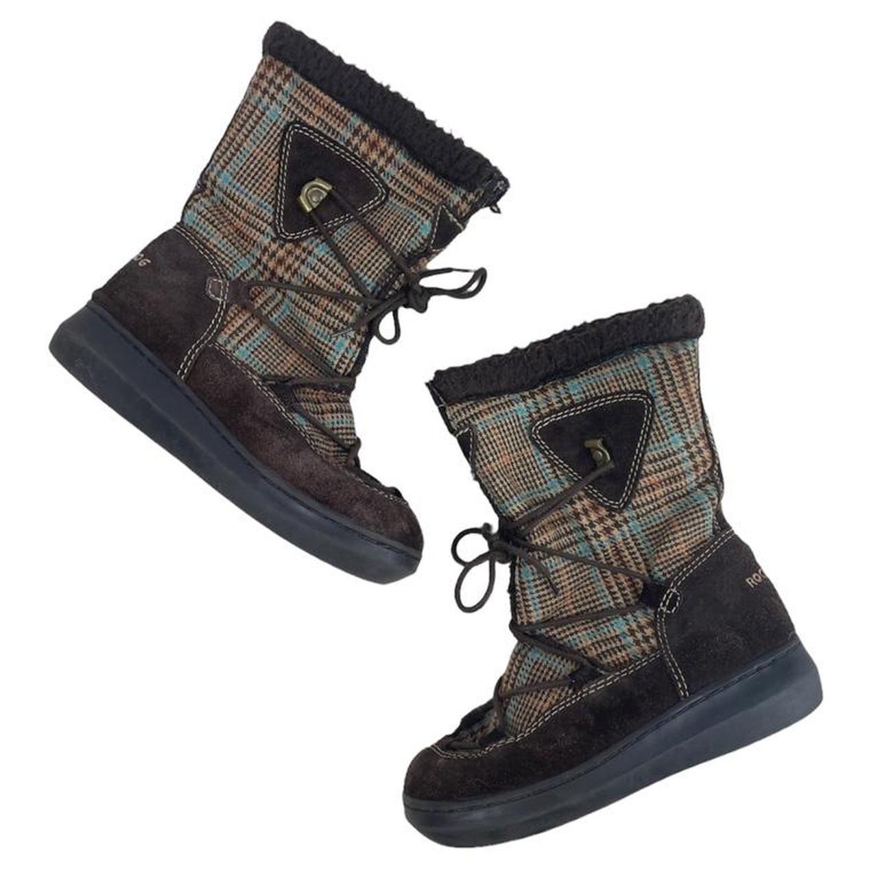 Y2k plaid snow boots 2000’s ‘rocket dog’ brown,... Depop