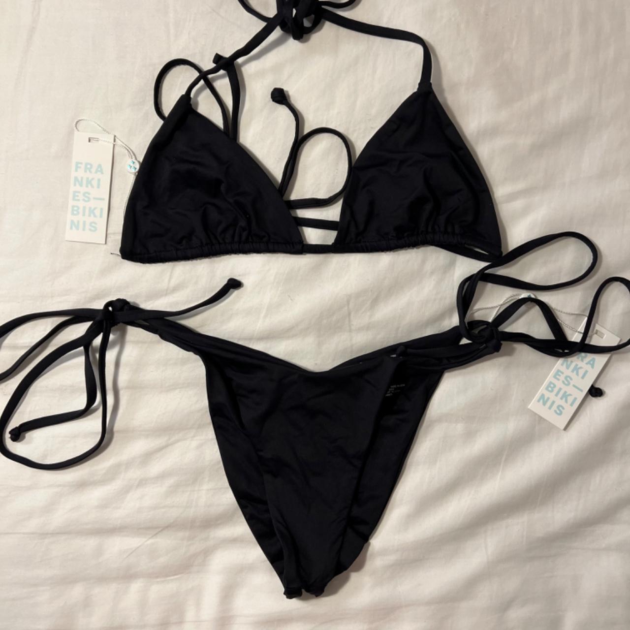 BNWT frankies bikinis black tia top and duke scrunch... Depop