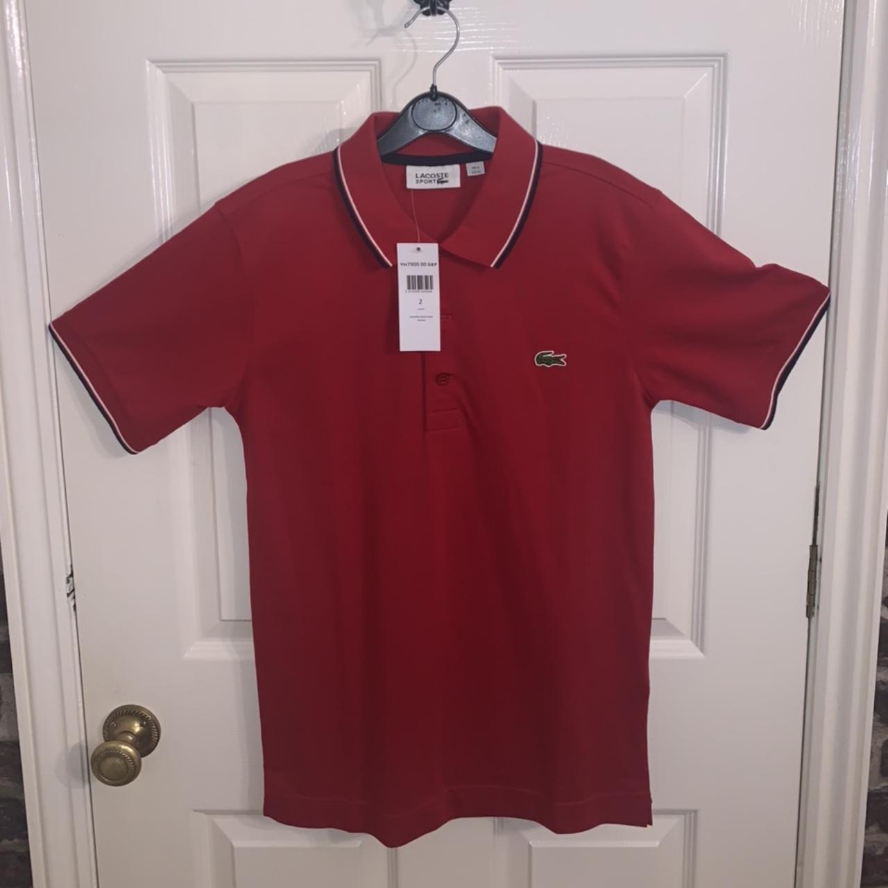Men’s red limited edition Lacoste polo shirt - brand - Depop