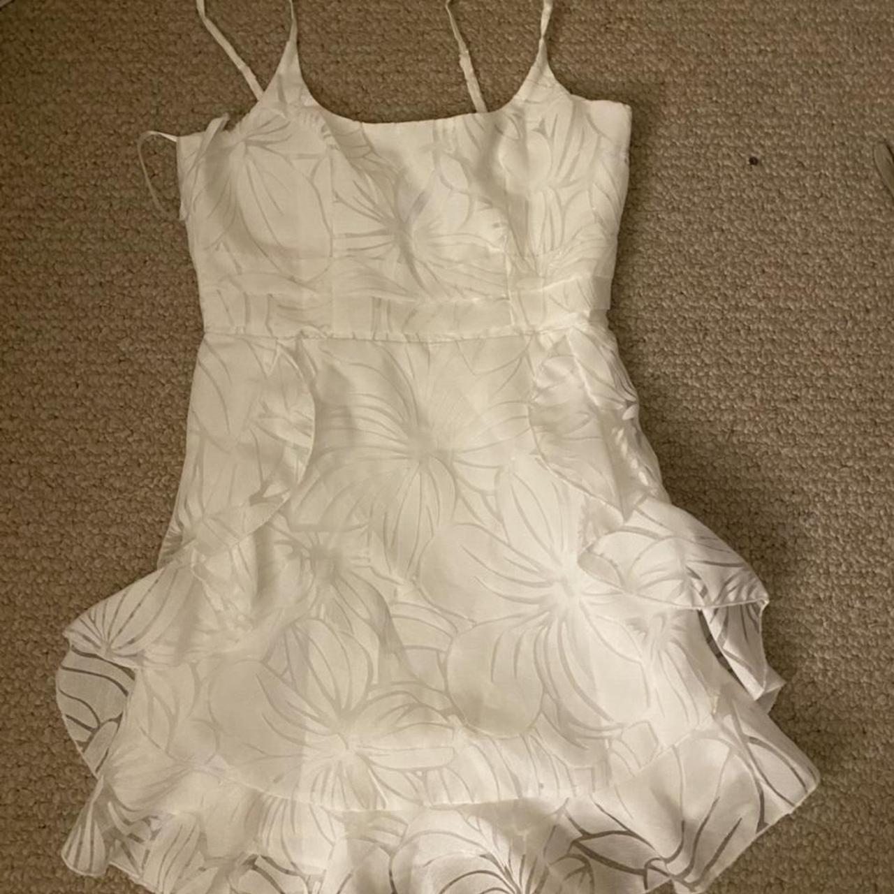 Hello molly white mini dress! Ruffle hem and on... - Depop