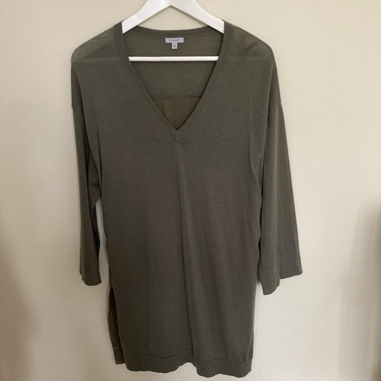 Jigsaw top. Long lightweight 100 wool knit... Depop