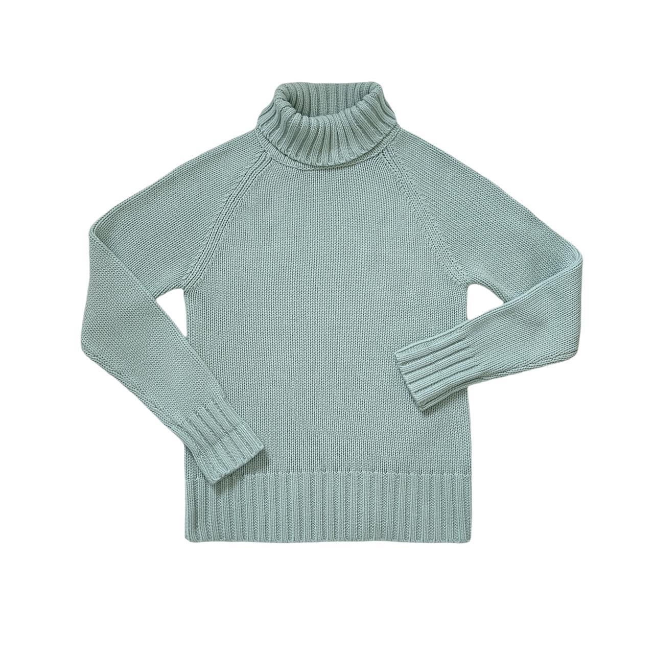 vintage baby blue / teal turtleneck knit... - Depop