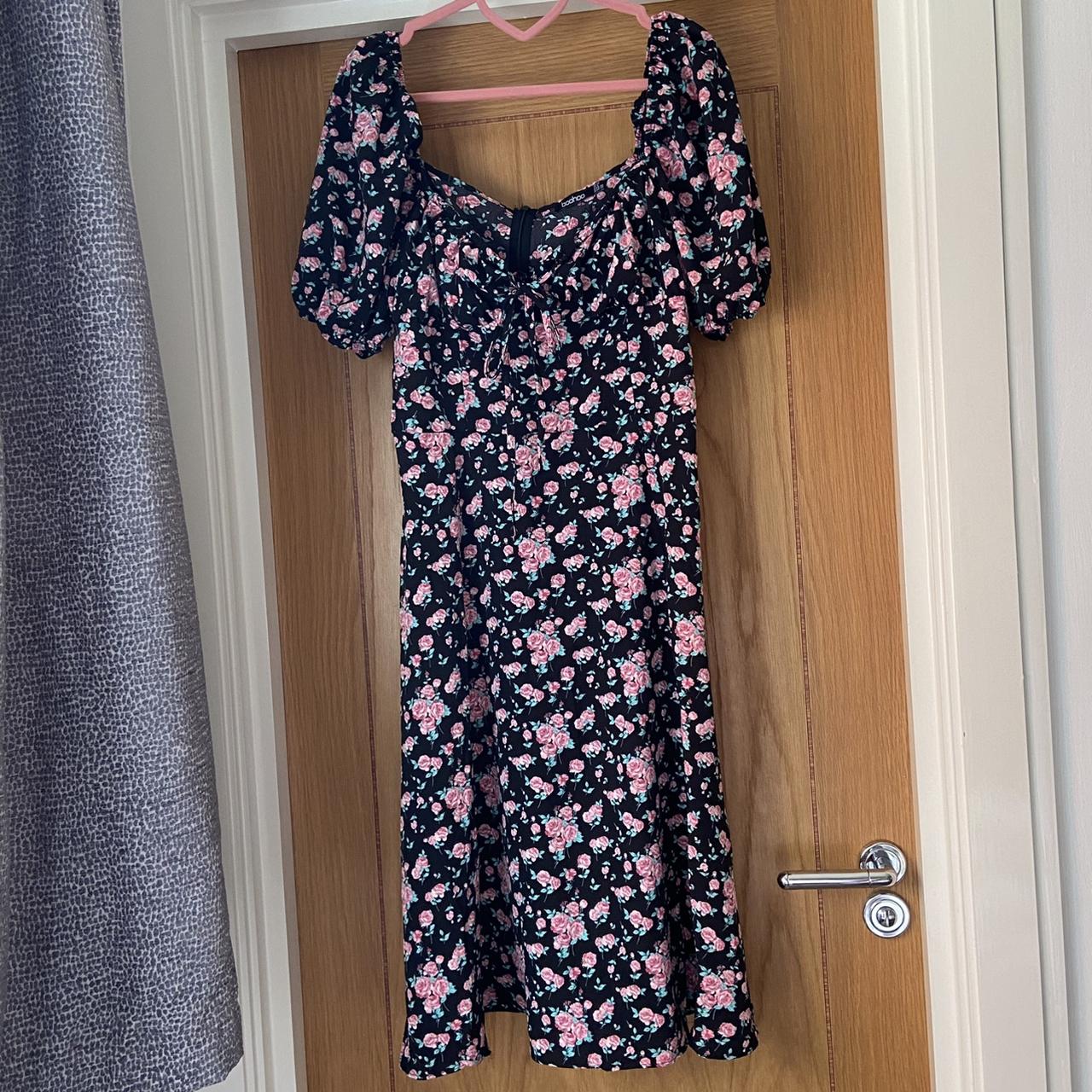 boohoo black floral dress
