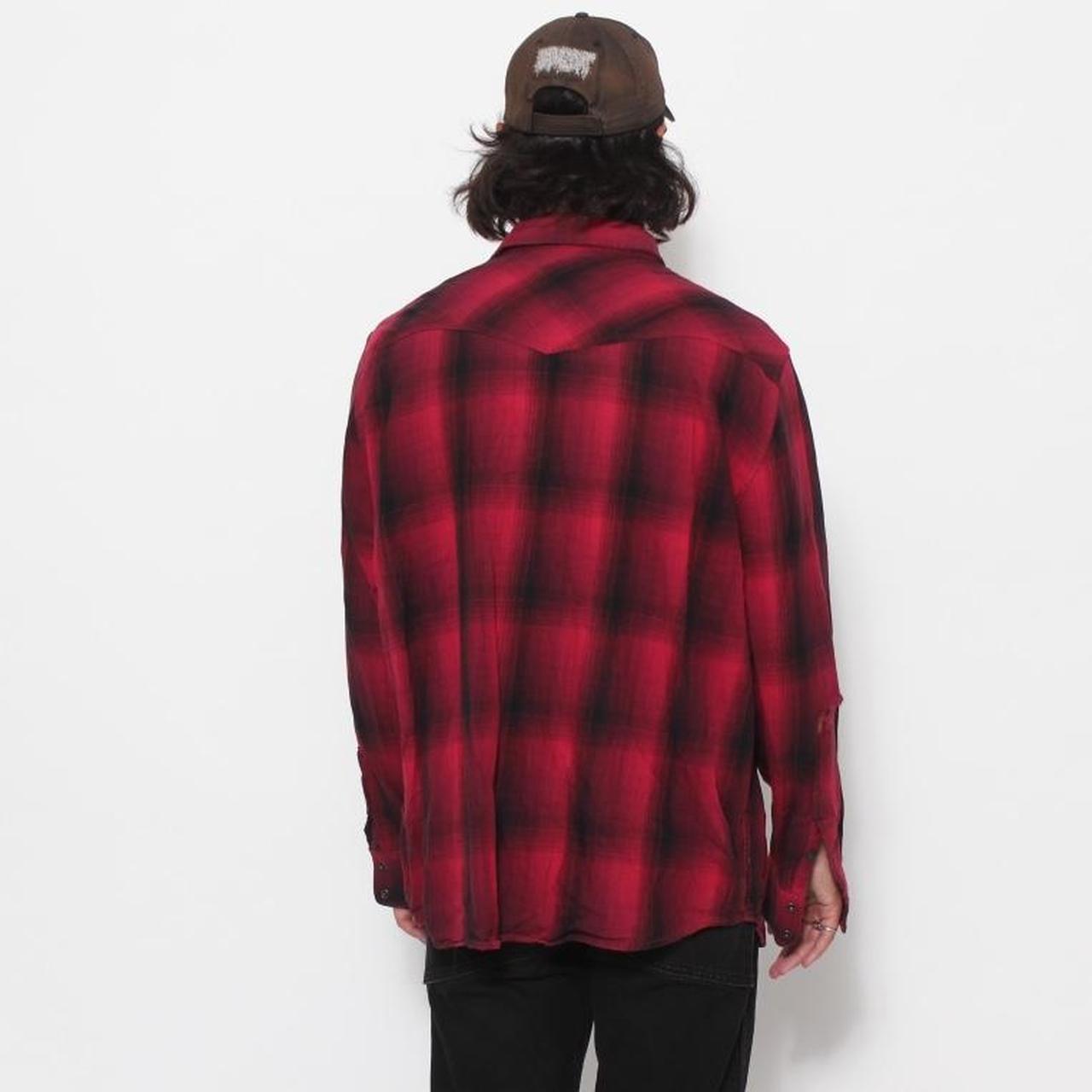 RED AND BLACK PLAID BUTTON SNAP BUTTON UP FLANNEL BY... - Depop