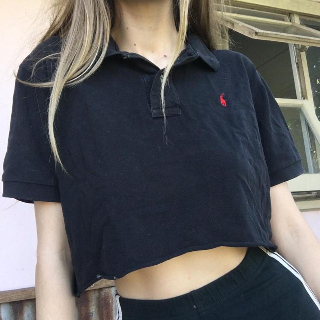 Ralph Lauren Women's Black Crop-top | Depop