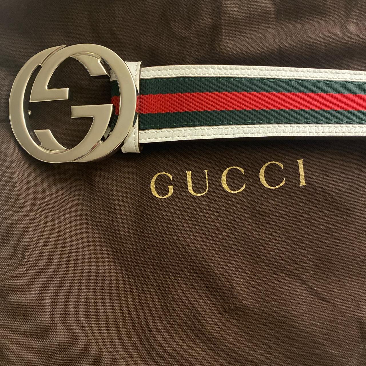 GUCCI signature belt. White/red/green Sz 100 (US... - Depop