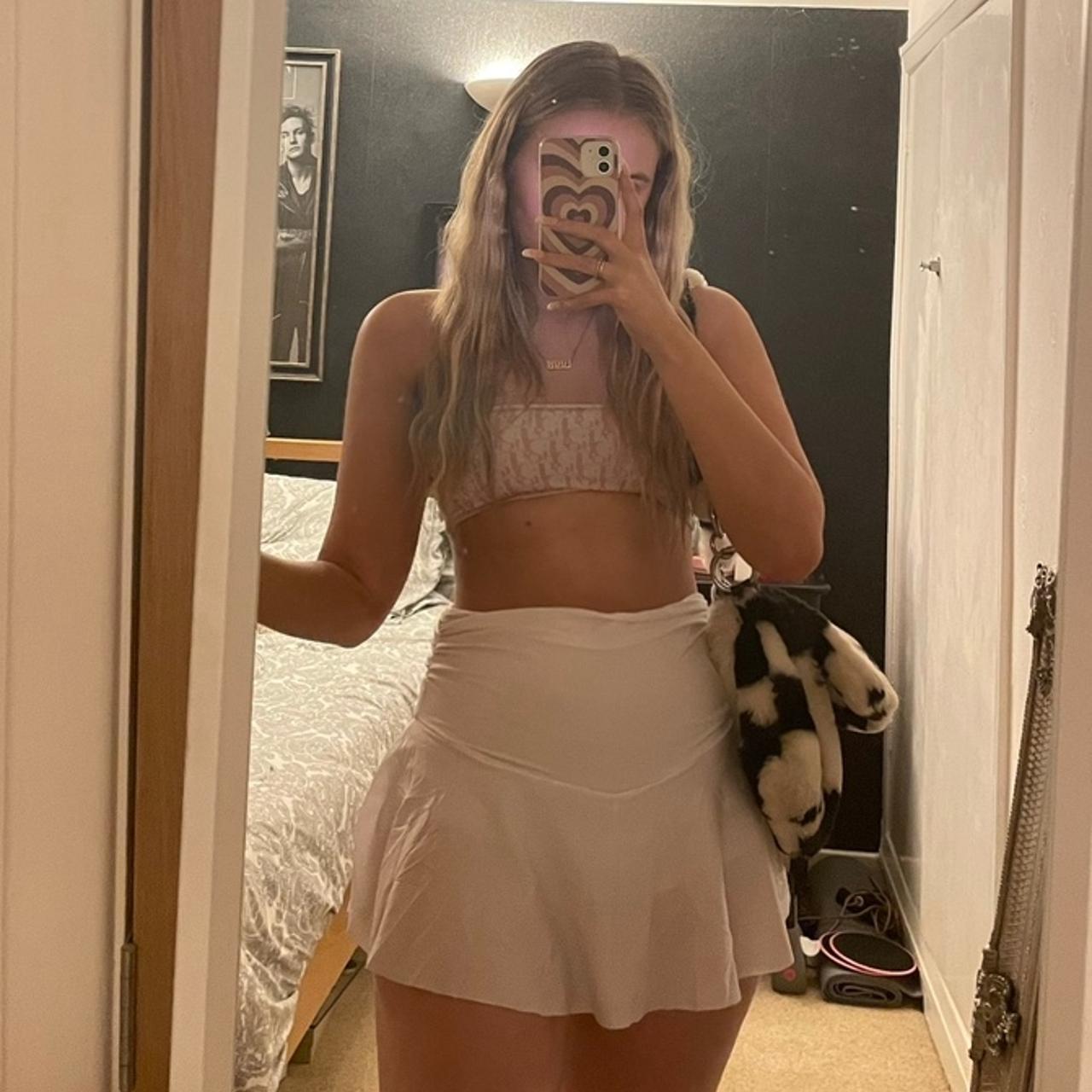 prettiest white skort, bought brand new off here n... - Depop