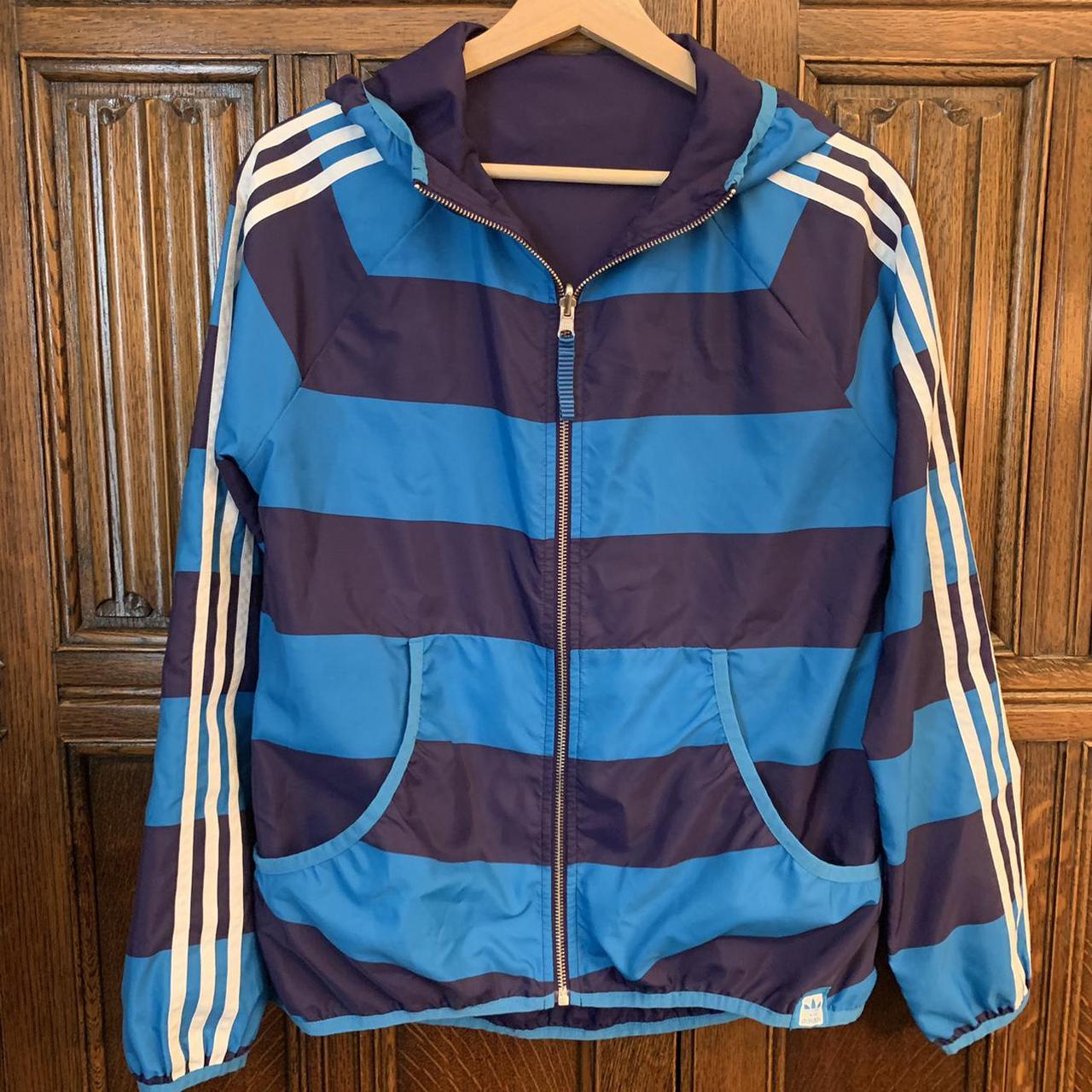 Adidas striped zip up jacket. This cool jacket is... - Depop