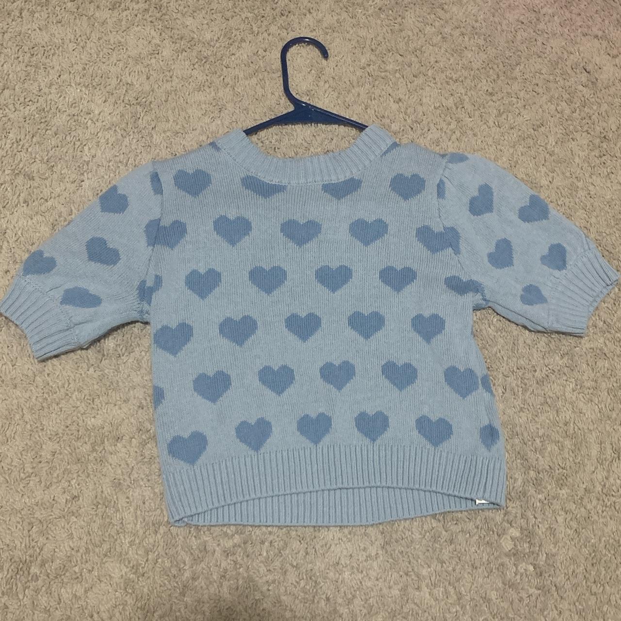 Cute blue heart sweater from F21! Size small Only... - Depop