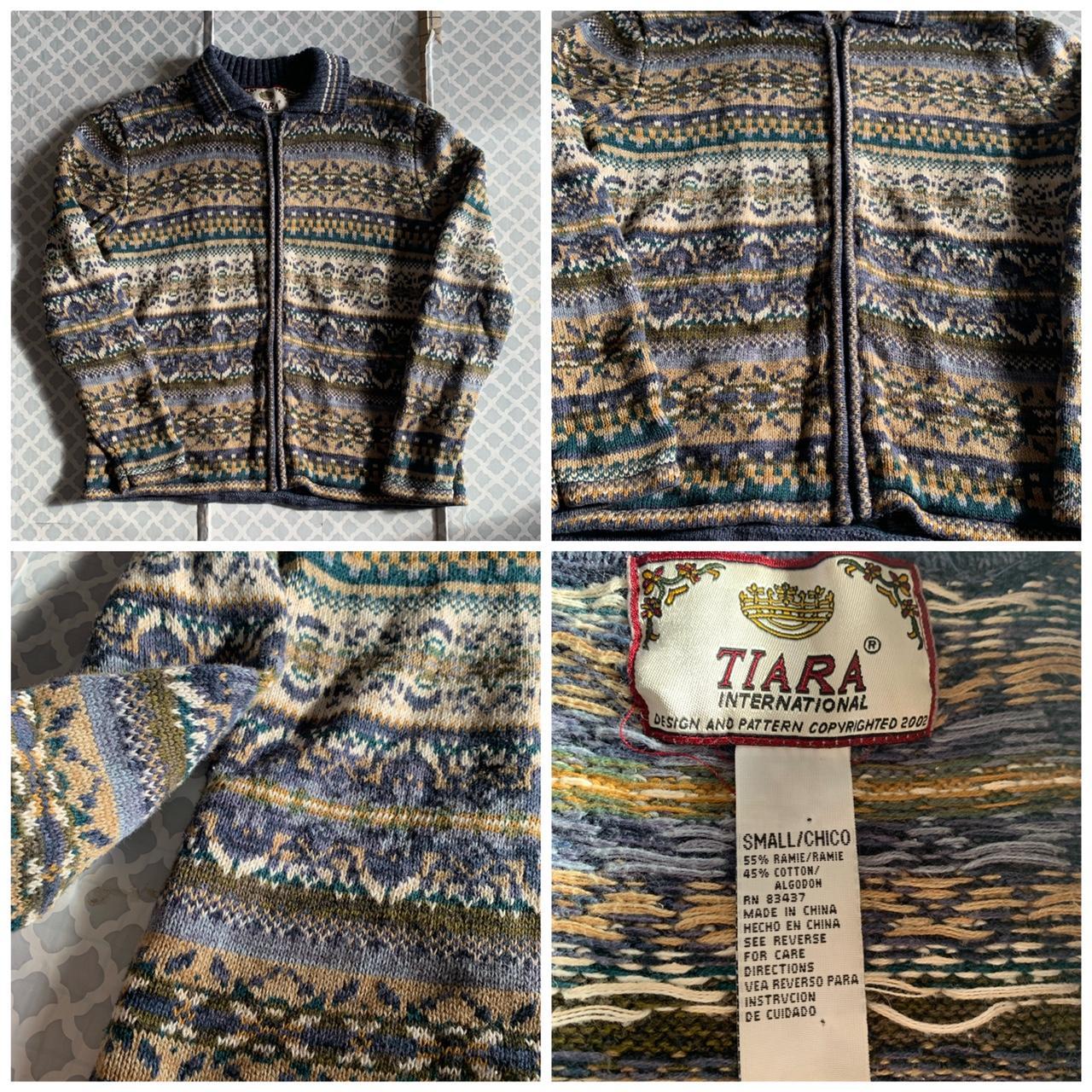 Vintage Tiara International geometric print zip up... Depop