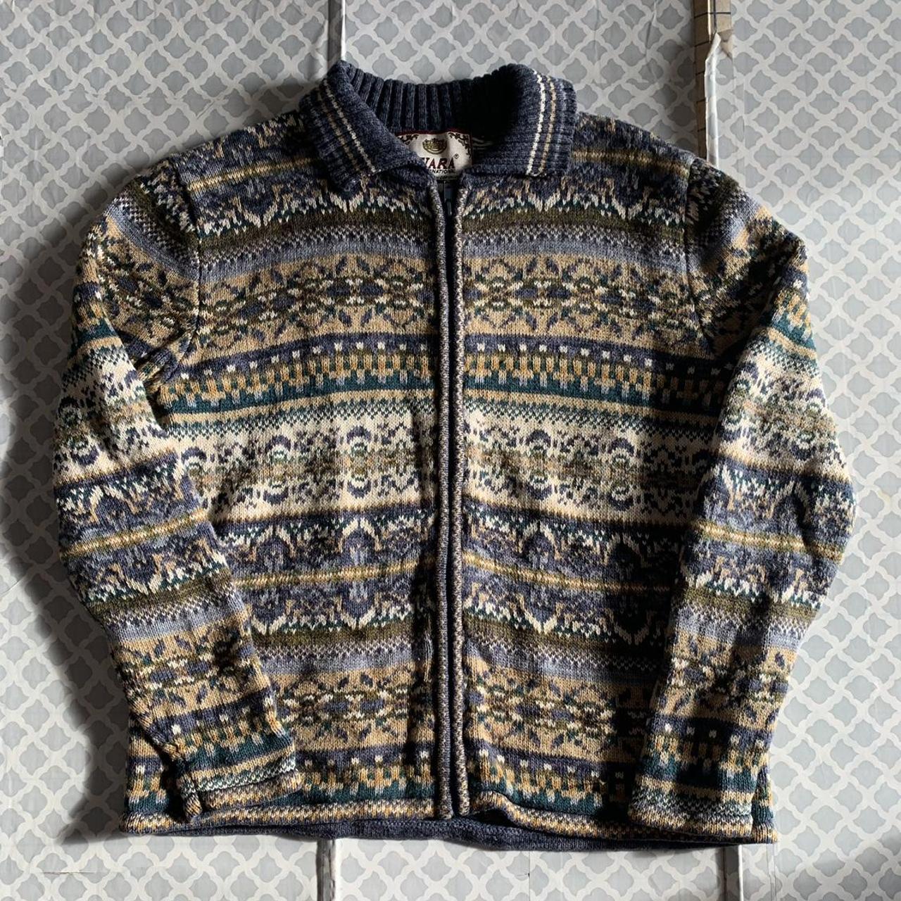 Vintage Tiara International geometric print zip up... Depop