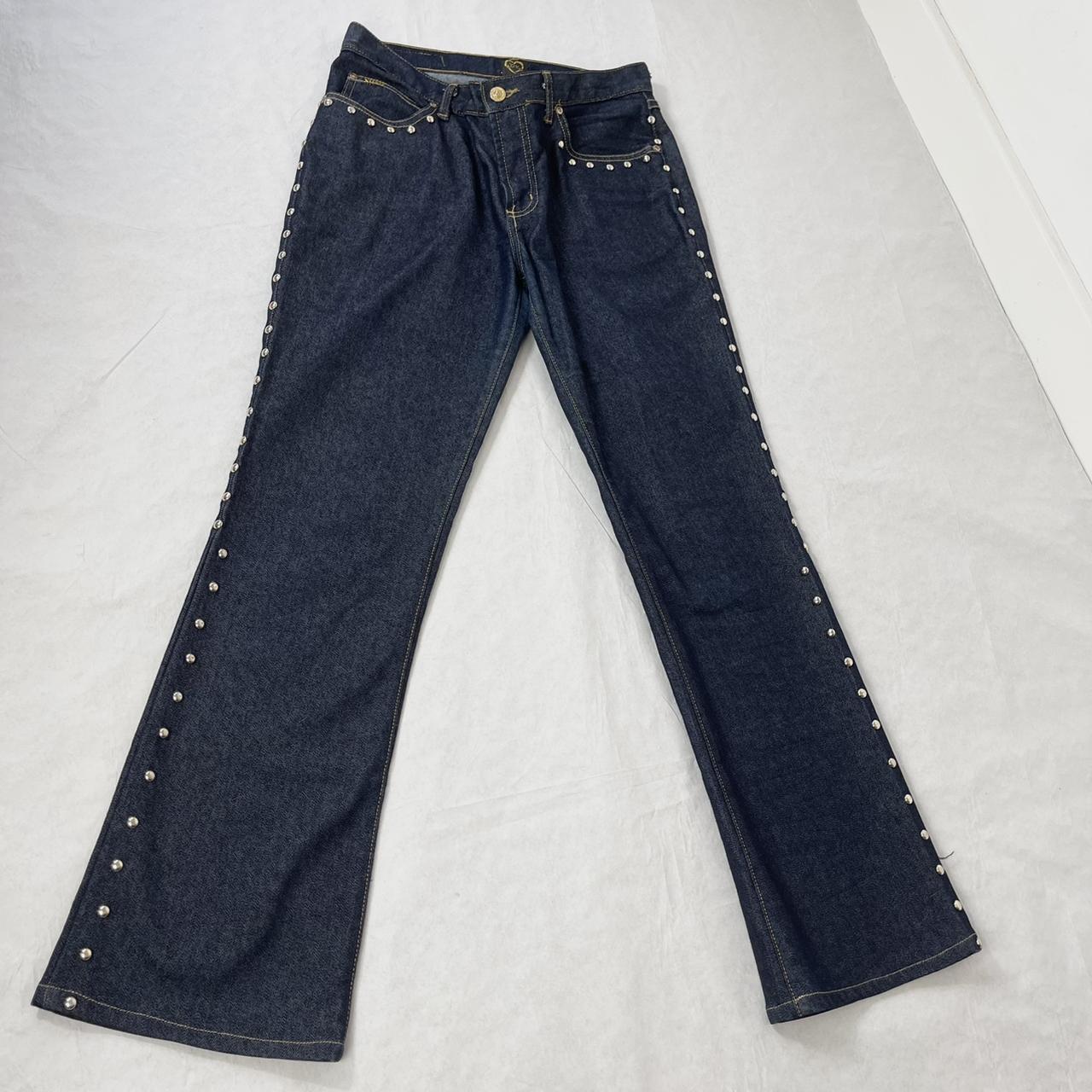 FABBB 90s 00s 2000s Y2k XOXO Dark Denim Studded... - Depop