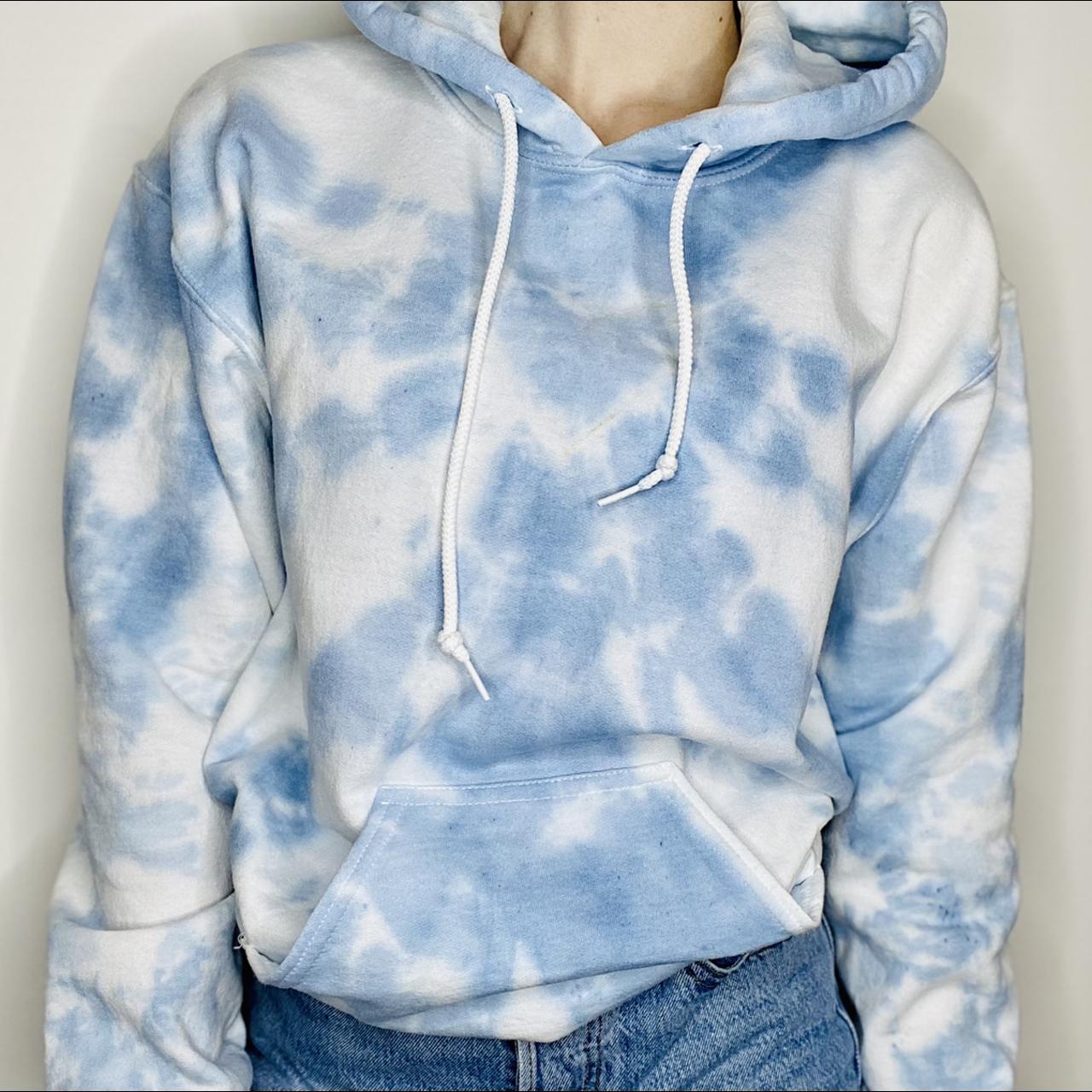 Baby Blue Heart Tie Dye Hoodie Size S M