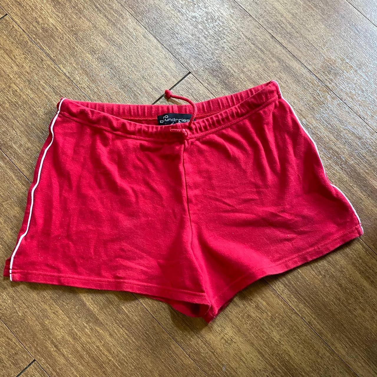 No Boundaries Women's Red and White Shorts | Depop