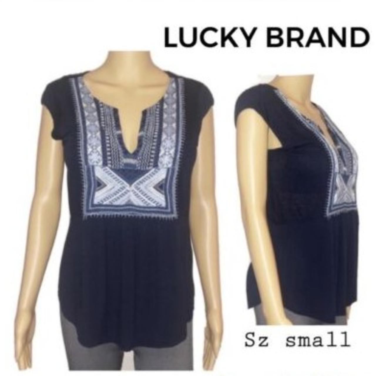 LUCKY BRAND Embroidered Bib Tank Top Camisole Blouse - Depop
