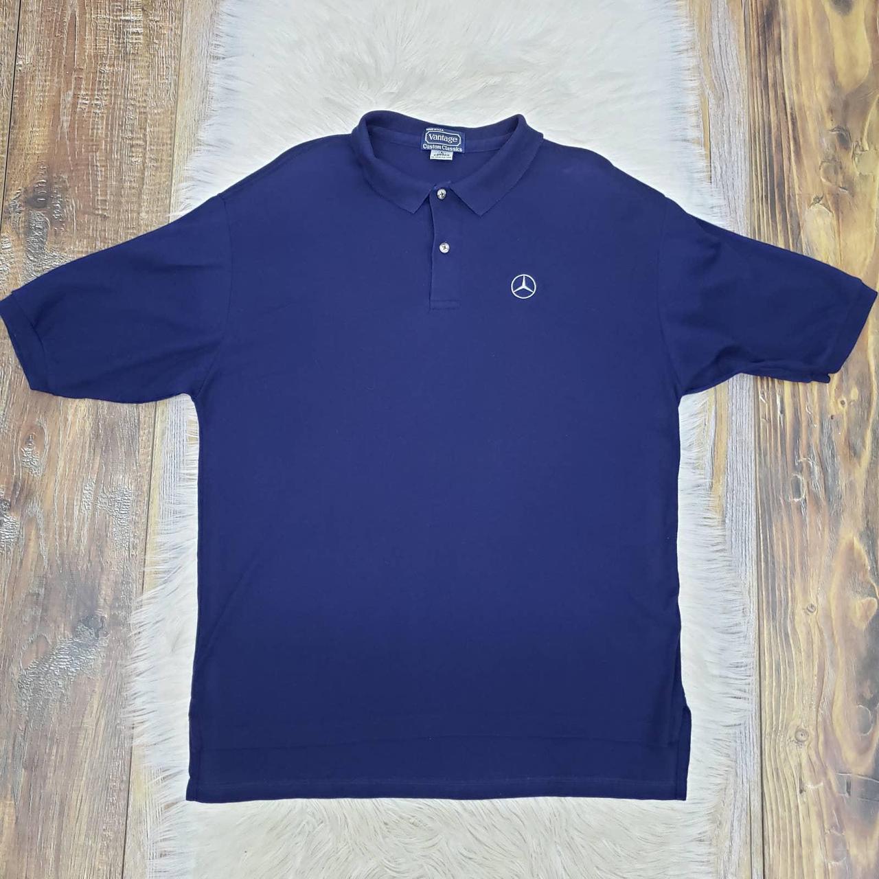 American Vintage Men's Navy and White Polo-shirts