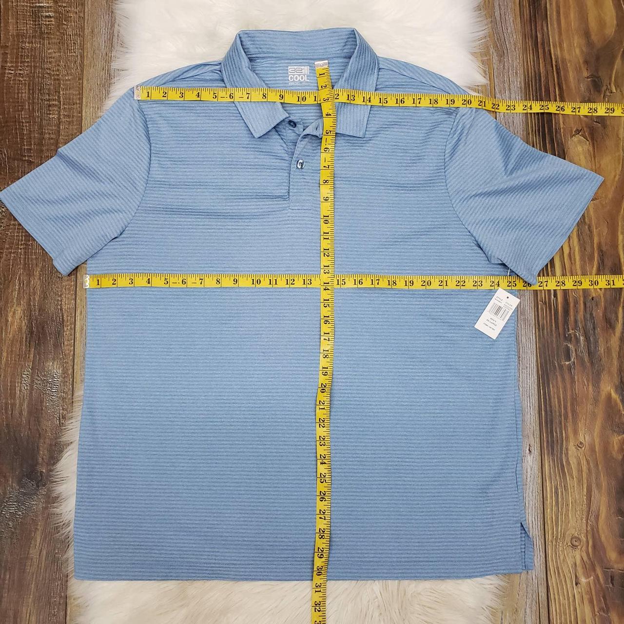 32 DEGREES Cool Polo Shirt Blue Striped Moisture... - Depop