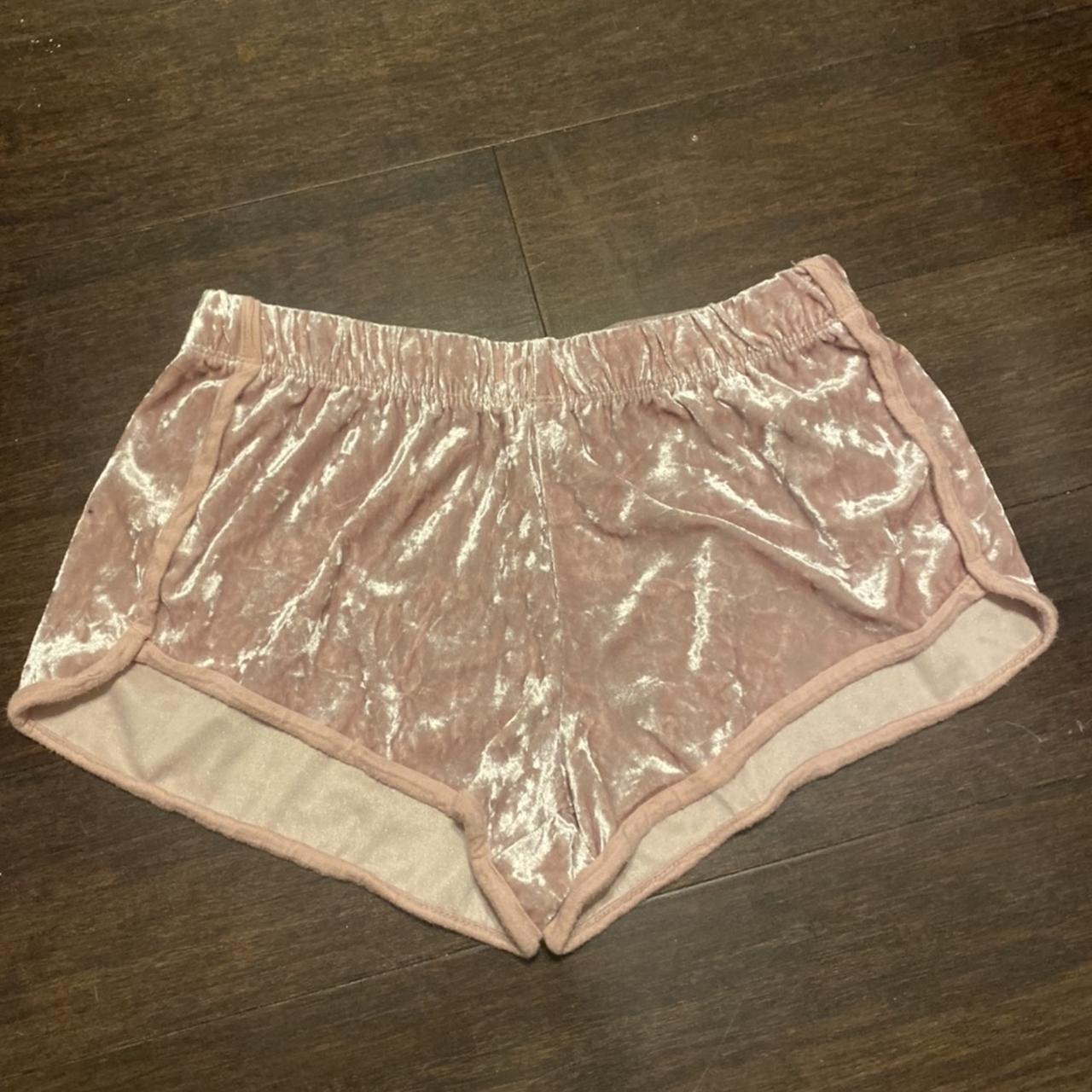 Light pink velvet shorts deals