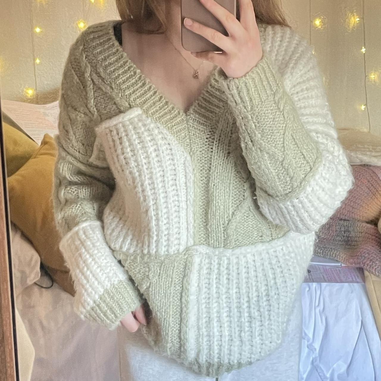 zara green patchwork sweater