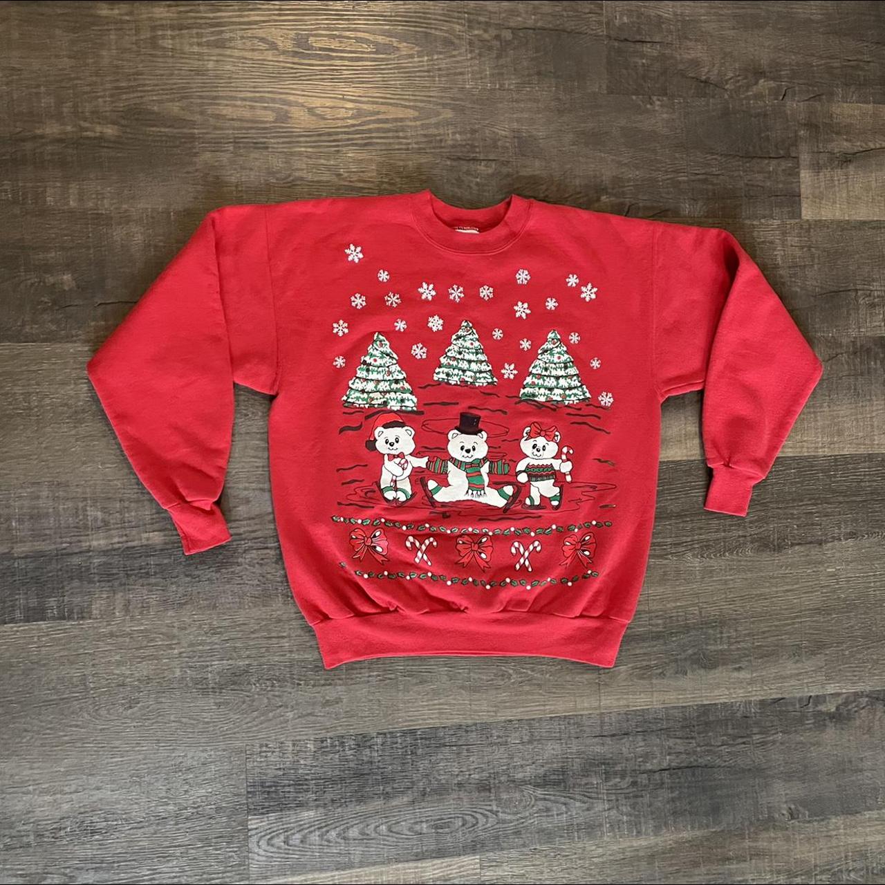 Vintage 90s Christmas bears holiday sweater pullover... Depop