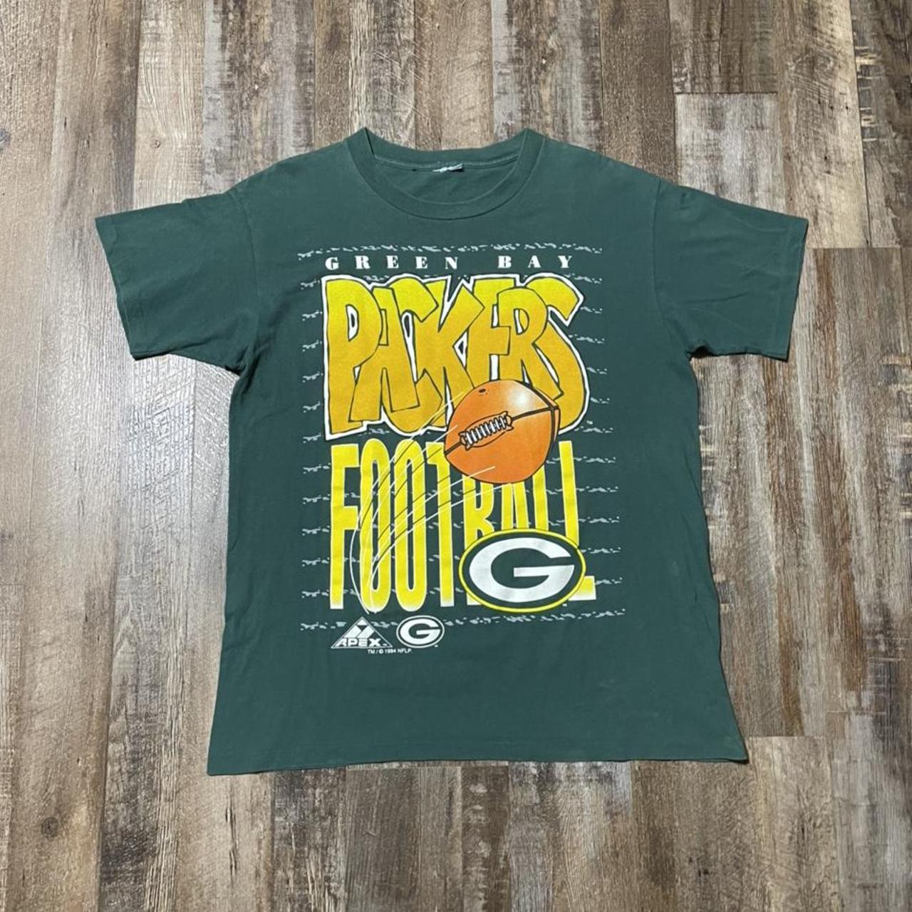 VINTAGE NFL ALL OVER PRINT GREEN BAY PACKERS TEE SHIRT 1990S SIZE